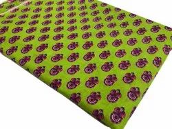 Parrot Green Printed Cotton Fabric