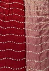 Space Silk 44 White Beads Embroidery Fabric