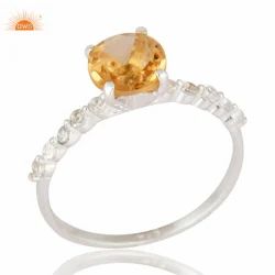 925 Sterling Silver Birthstone Solitaire Engagement Ring Jewelry