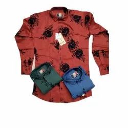 Mens Festive Wear Cotton Printed Shirt