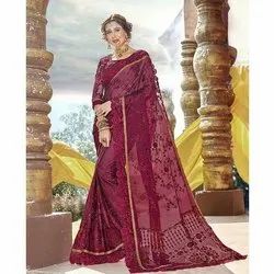 Net Embroidery Saree