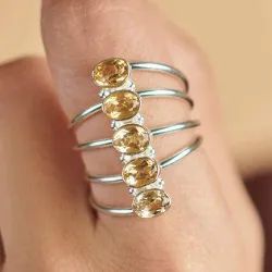 925 Sterling Silver Citrine Gemstone Ring