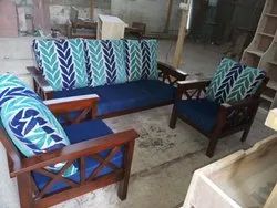 Blue Wooden Sofa Set