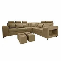 Brown Anwen Leatherette 5 Seater Corner Sofa
