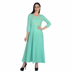 Cotton Designer Long Kurti With Hand Embroidery Work