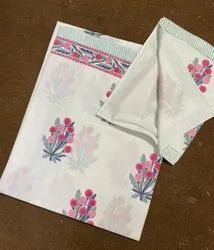 Hand block mugal butta printed cotton Bedsheet.