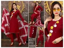 Ladies Handwork Kurti With Bottom And Dupatta