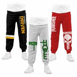 Boys Cotton Printed Track Pants - (Pack of 3) Multicolor