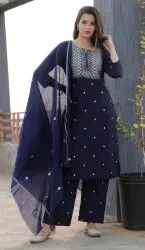 chanderi kurti palazzo with duaptta