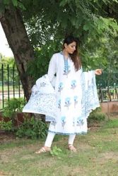 Block Printed Kurti  With Dupatta Set