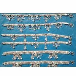 Casual Wear Fancy Silver Anklets