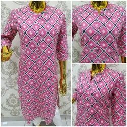 Pink Printed Cotton Kurti