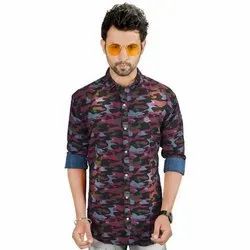 Mens Cotton Army Printed Shirt