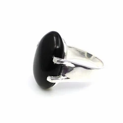 Black Onyx Mens Silver Ring