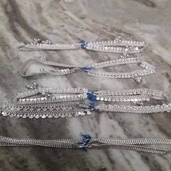 Ladies Plain Silver Payal