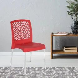 1 Feet Red Plastic  Restaurant Chair
