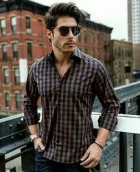 Men Cotton Checks Shirt