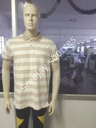 Men Polo Collar Striped T Shirt
