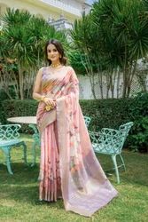 Soft Linen Cotton Digital Printed Saree