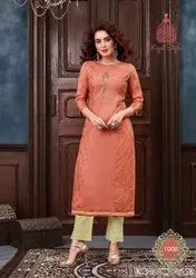 Kajal Style Muslin Kurti with khatli Work & Pant