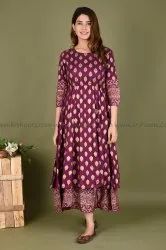 Beautiful Gold Print Double Layer Kurti