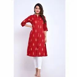 Casual Wear Printed Rayon Kurtis