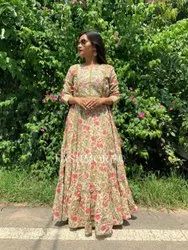 Ladies  Hand Block Long Dress